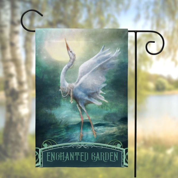 Enchanted Heron Garden Flag - Magical Outdoor Decoration
