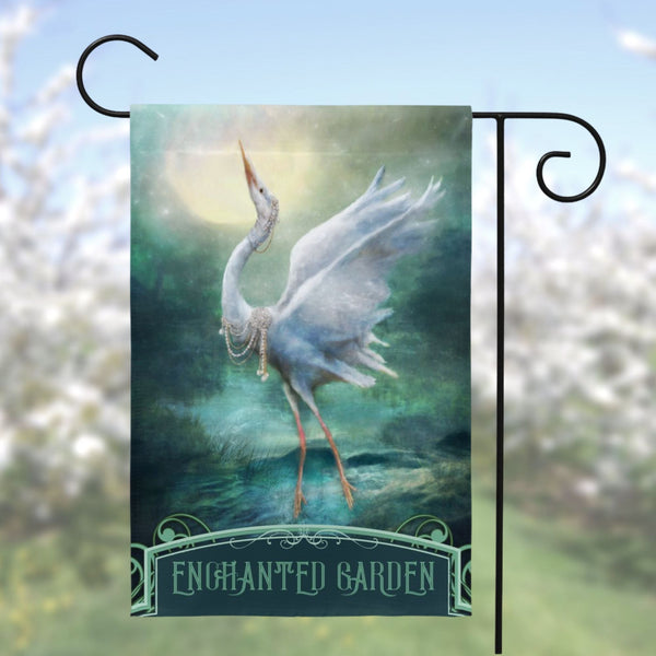 Enchanted Heron Garden Flag - Magical Outdoor Decoration