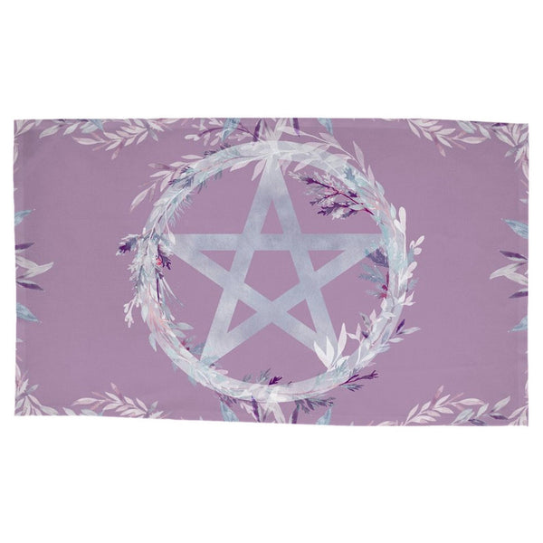 Floral Pentacle Witch Altar Cloth Purple Tarot Reading Mat Rec