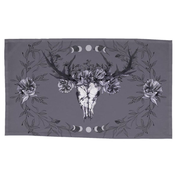Skull Floral Tarot Cloth Altar Boho Botanical Rectangular Rec