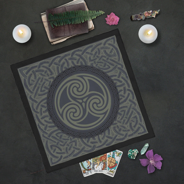 Celtic Altar Tarot Cloth - Dark Triskelle Design Square
