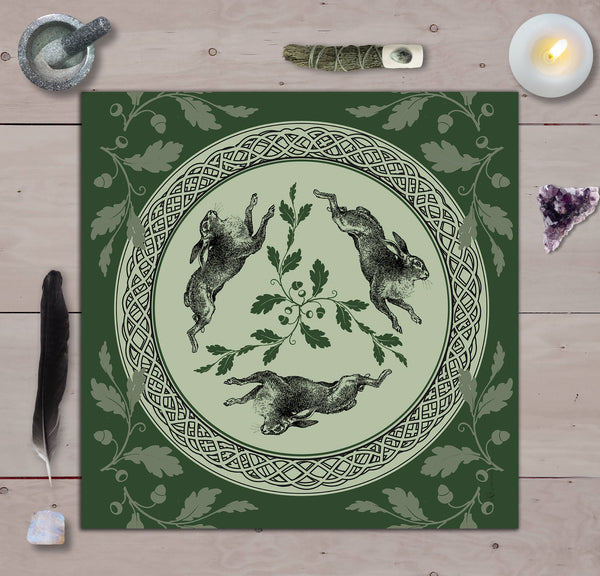 Celtic Hare Altar Cloth - Wiccan Pagan Decor With Rabbit Design Square