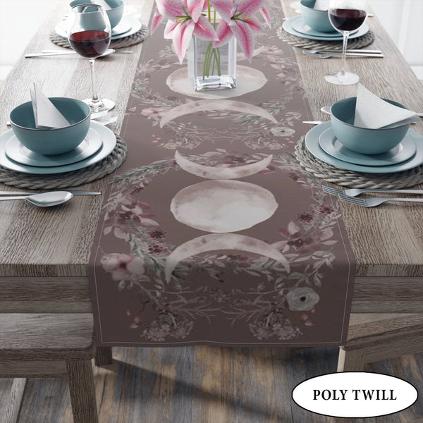 Woodland Triple Moon Altar Cloth Table Runner - Wicca Spiritual Decor