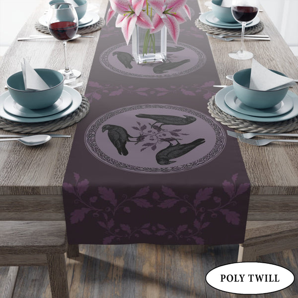 Raven Celtic Altar Table Runner - Gothic Witchy Decor With Black Bird Vibe