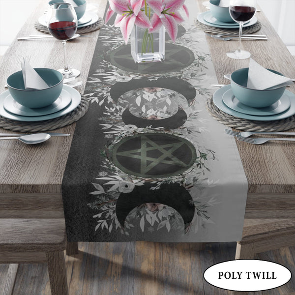 Dark Winter Pentacle Altar Table Runner - Witch Pagan Yule Decor