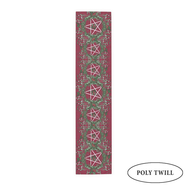 Holiday Altar Cloth - Yule Holly Pentacle Festive Wiccan Decor Runner