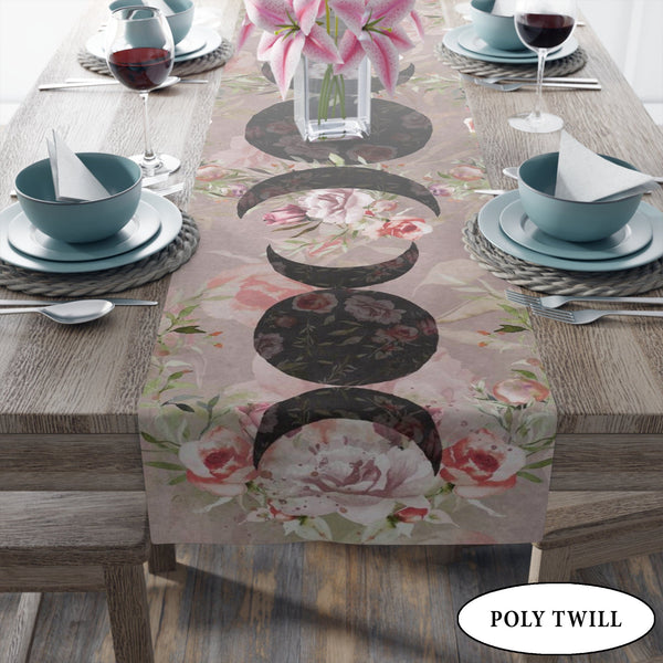 Triple Rose Moon Altar Cloth Table Runner - Wicca Witch Goddess Display