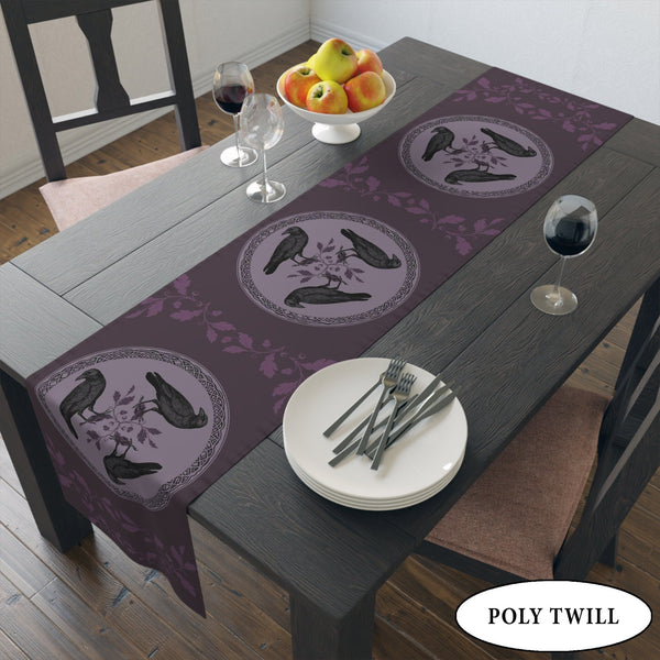 Raven Celtic Altar Table Runner - Gothic Witchy Decor With Black Bird Vibe