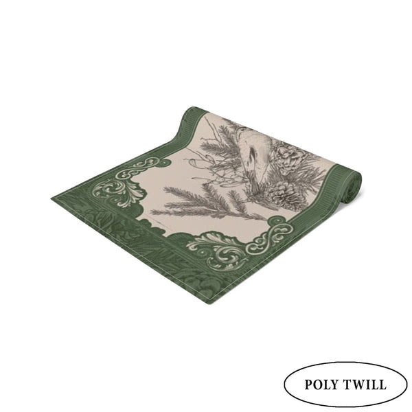 Green Woodland Bird Altar Cloth Table Runner For Tarot Reading And Witch Decor