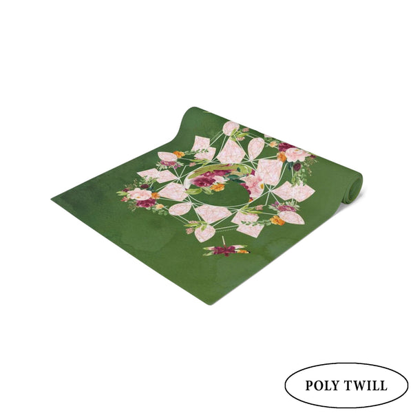 Green Floral Altar Cloth Table Runner - Summer Solstice Decor