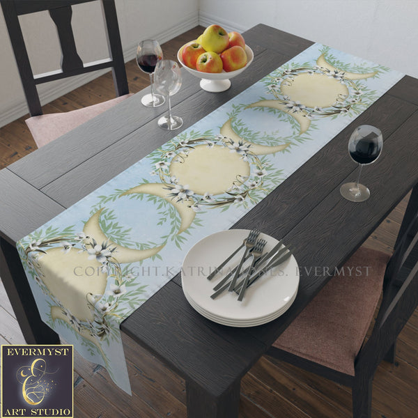 Imbolc Triple Moon Table Runner Altar Cloth Runner