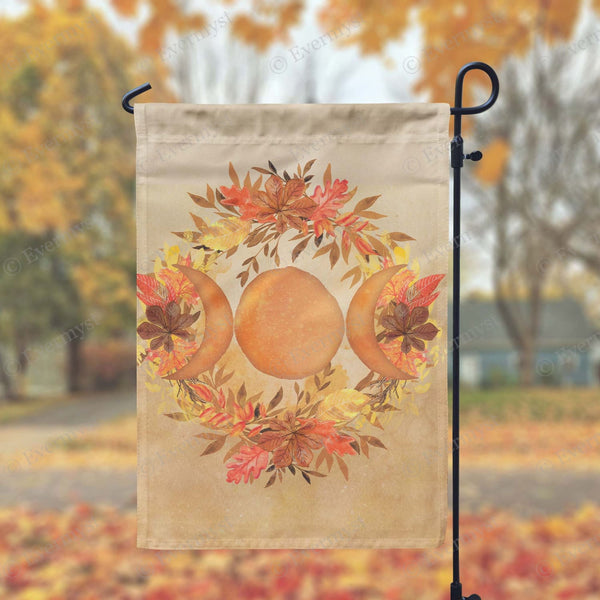 Triple Moon Goddess Garden Flag For Samhain Fall Wicca Decor - Pagan